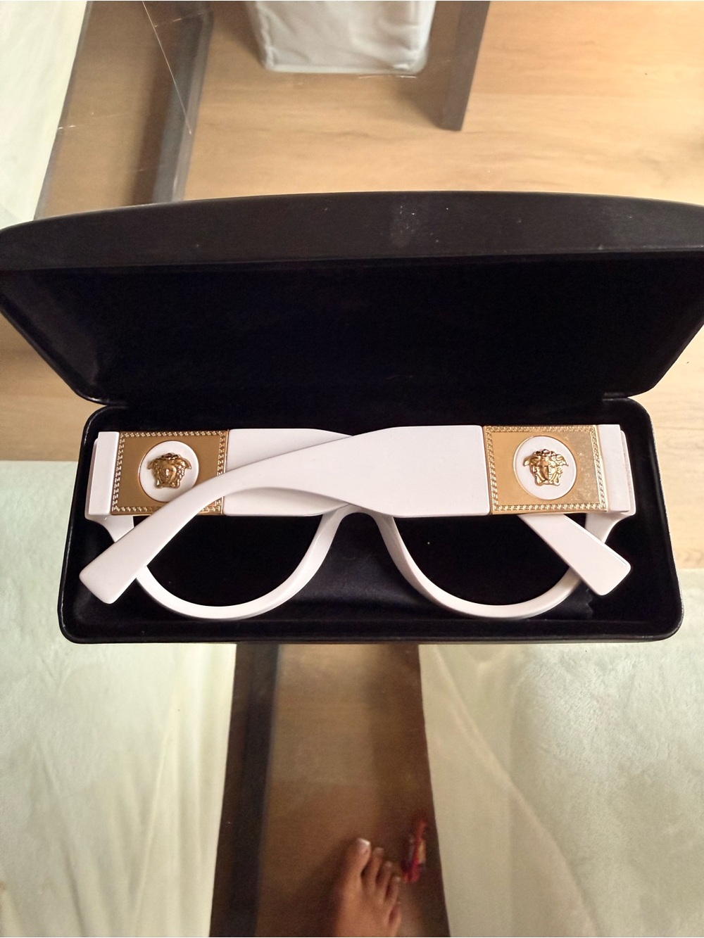 Versace White Sunglasses with Gold Medusa Accents